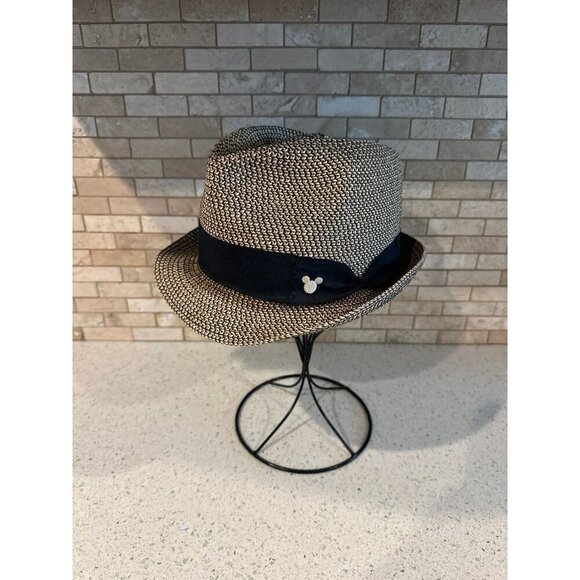 Disney Parks Exclusive Unisex Adult O/S Gold Mickey Mouse Straw Fedora Hat - Picture 1 of 5